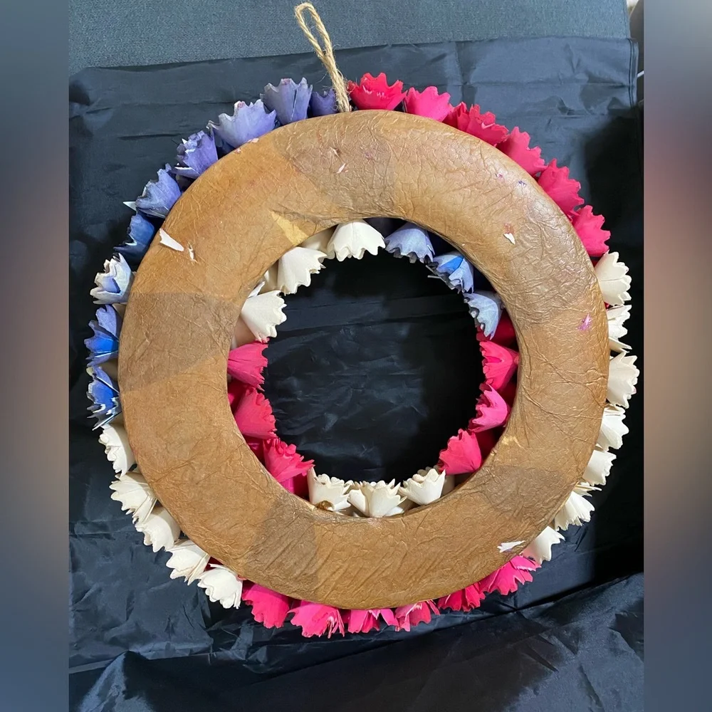 Handmade Sola Wood Wreath with Jute Hanging Rope